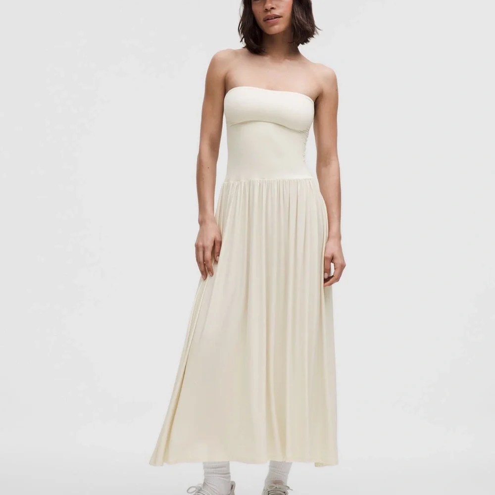LULULEMON 2-1 Maxi Skirt Dress Light Ivory Large EUC / Worn 2x No Flaws - Picture 3 of 13
